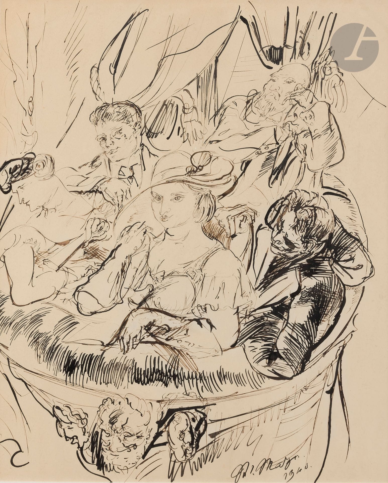 Maurice MAZO (1901-1989)
At the theater, 1940
Ink.
Signed and dated lower right.
30 x 25 cm