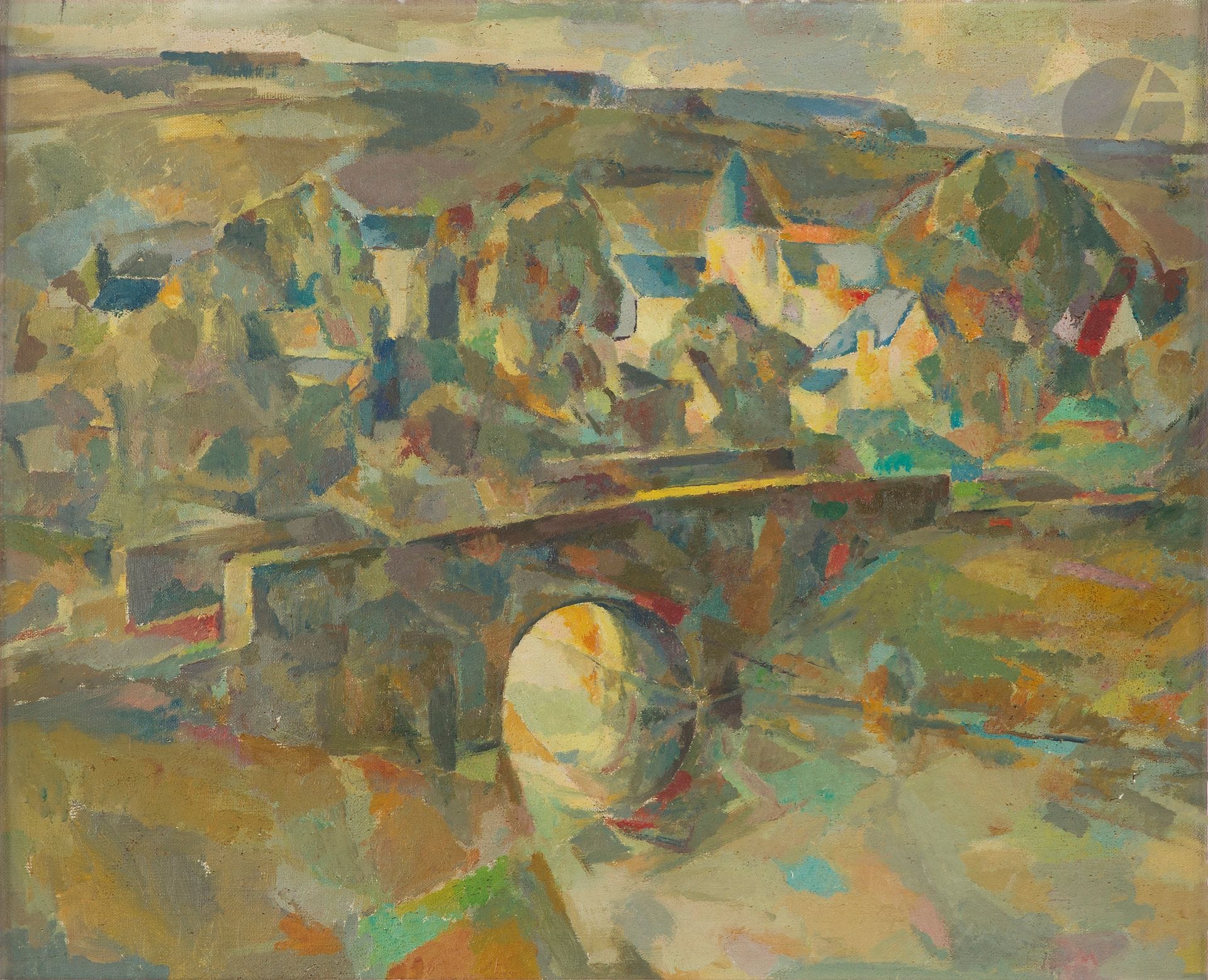 Macario VITALIS (1898-1989)
Village with bridge
Oil on canvas.
Unsigned.
50 x 61 cm

Provenance : 
Galerie Camille Renault, Puteaux (his mark in pen on the back of the canvas and handwritten mention on the frame).