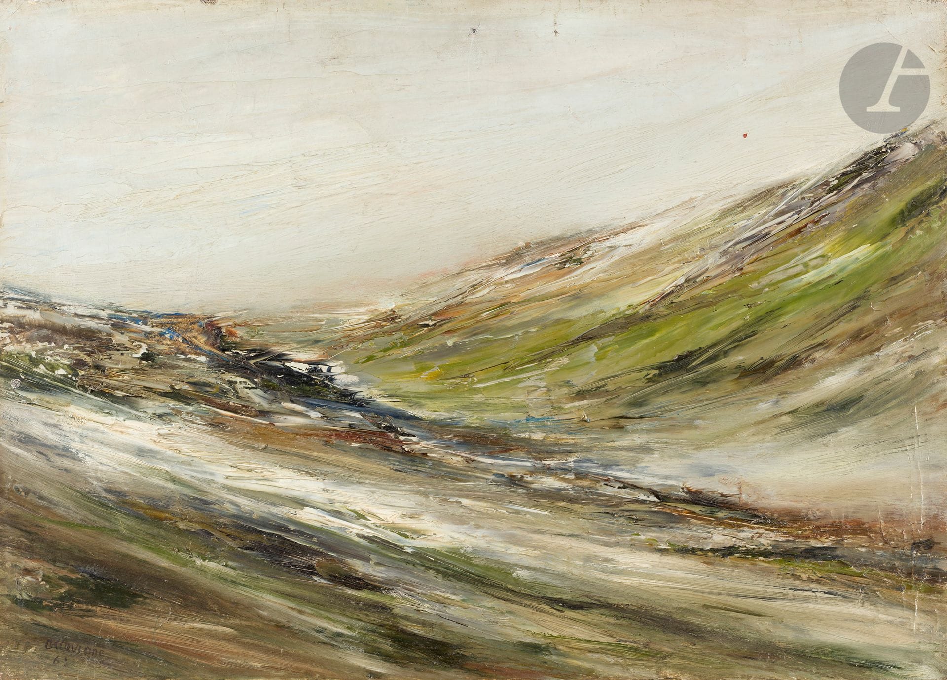 Jack OTTAVIANO (1924-1988)
High Alps, 1961
Oil on canvas.
Signed and dated lower left.
Titled on the back.
33 x 50 cm