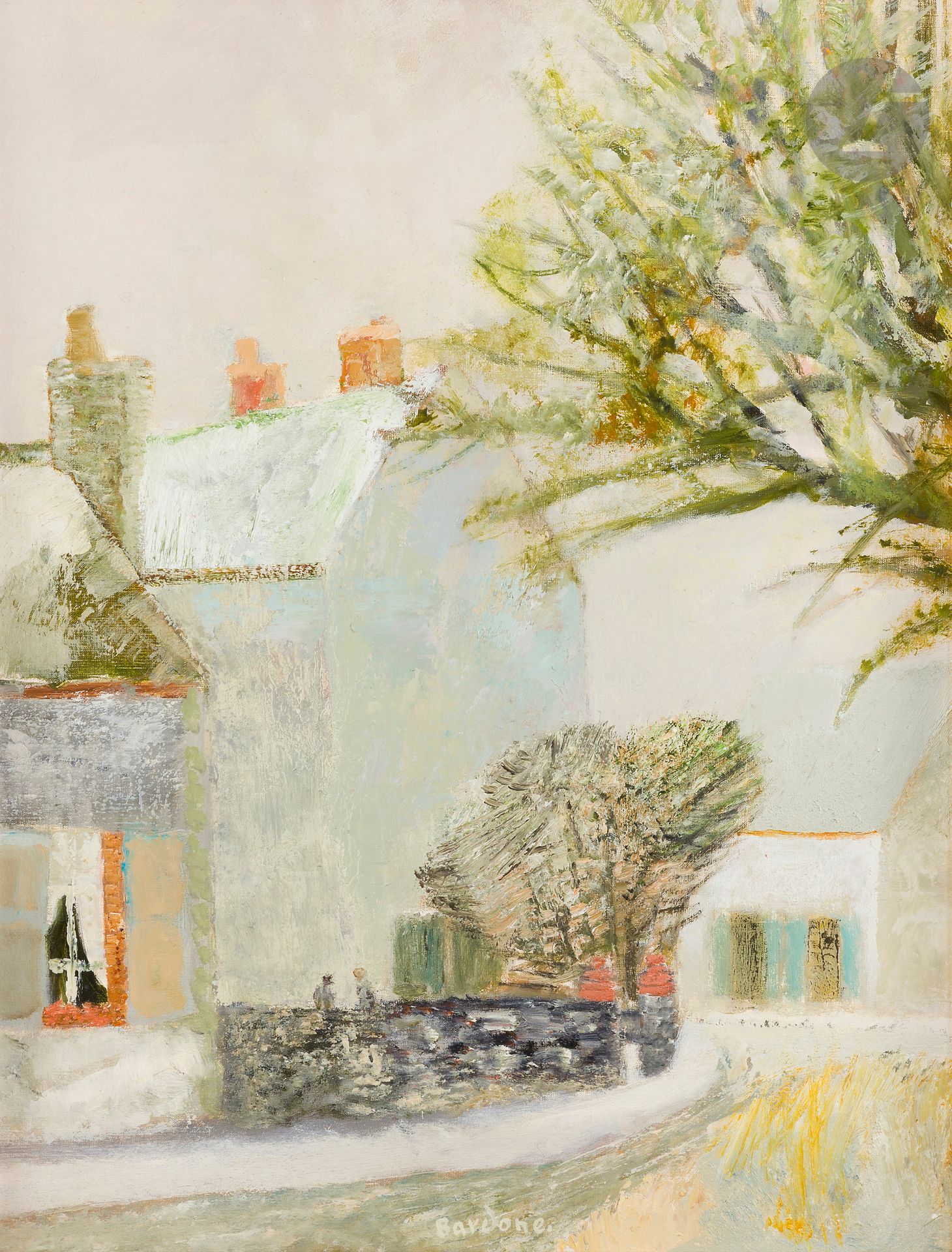 Guy BARDONE (1927-2015)
Hiver en Île-de-France, 1970
Huile sur toile.
Signée en pied.
65 x 50 cm