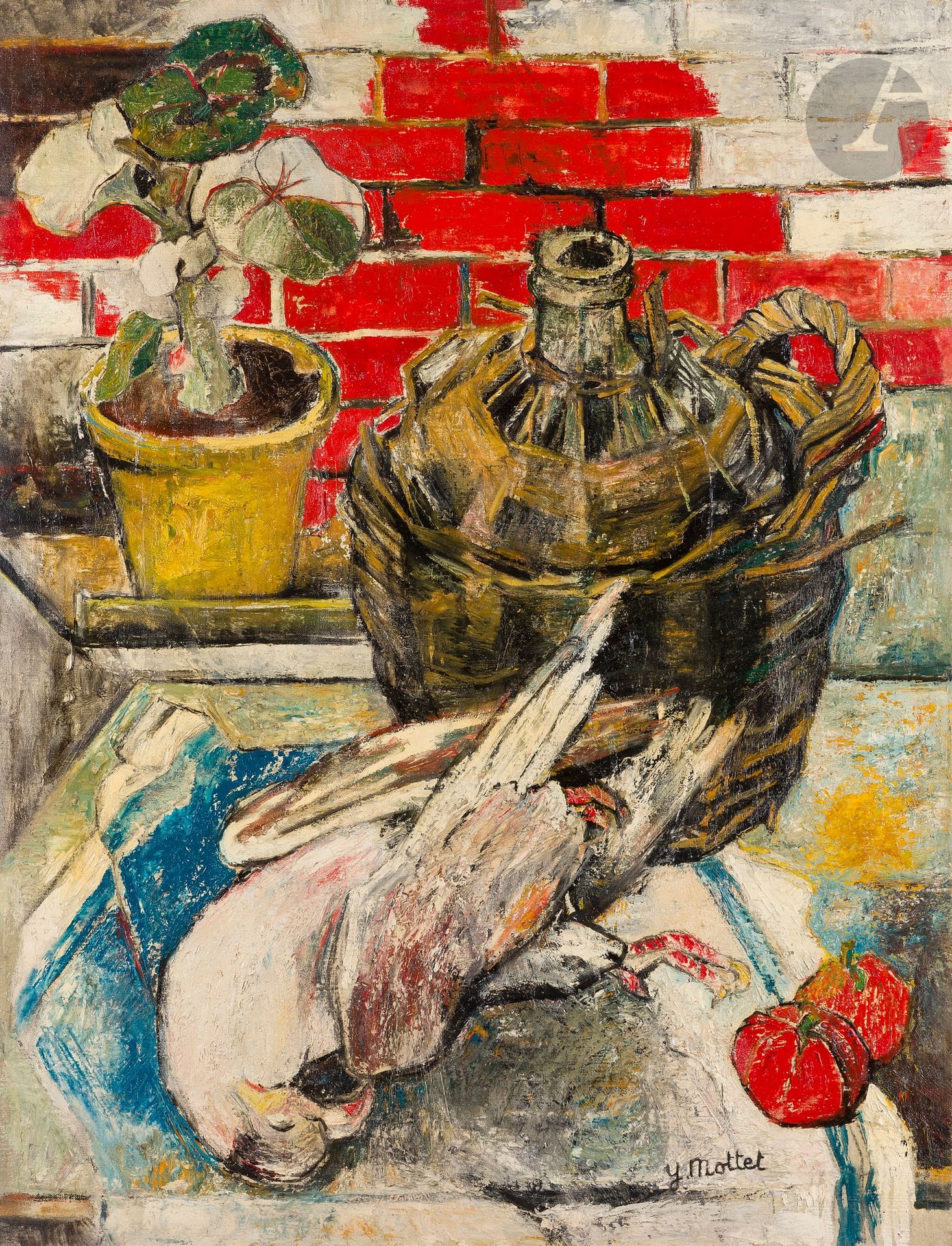 Yvonne MOTTET (1906-1968)
La Bombonne, vers 1948
Huile sur toile.
Signée en bas à droite.
100 x 80 cm

Exposition : 
Manifeste de l’Homme témoin, Galerie Claude, Paris, 29 octobre - 15 novembre 1949.

Bibliographie : 
Eric Mercier, Années 50, La Jeune peinture, Panorama de la Jeune Peinture, Tome II, Zurich, Artacatos, 2010, reproduit p. 284.