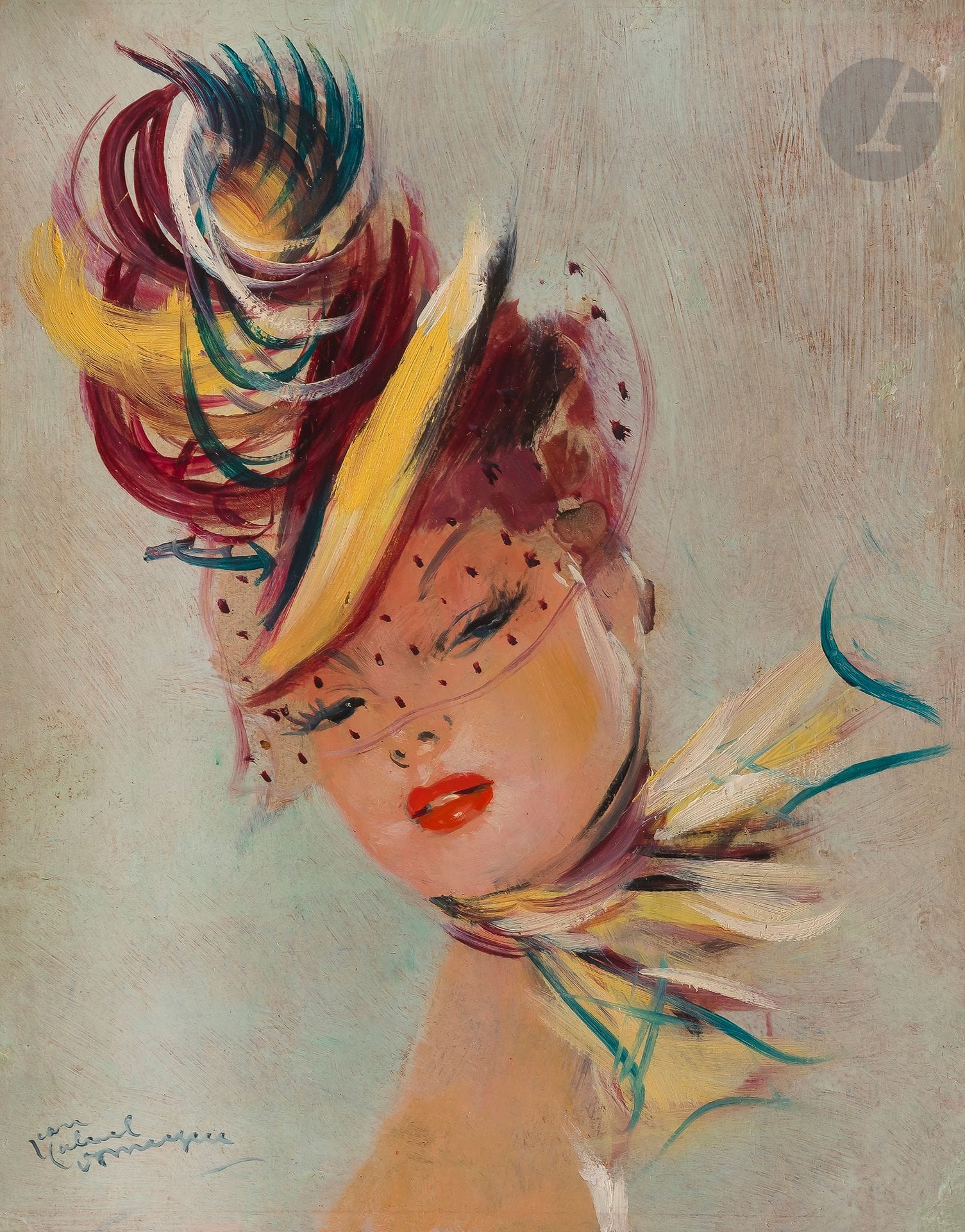 Jean-Gabriel DOMERGUE (1889-1962)
Lina
Huile sur isorel.
Signée en bas à gauche.
24 x 19 cm