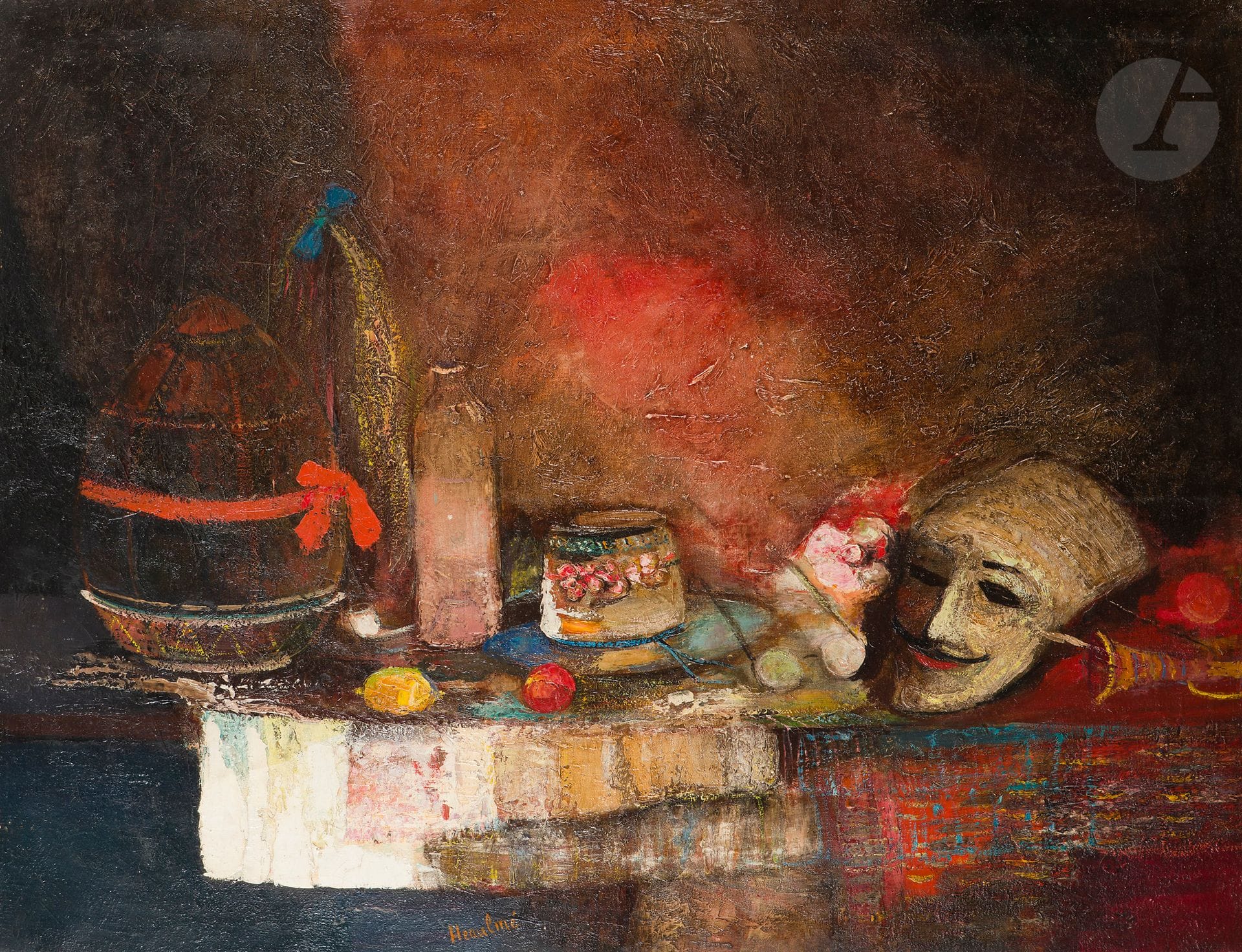 François HEAULME (1927-2005)
Nature morte au masque
Huile sur toile.
Signée en bas vers la gauche.
89 x 116 cm
