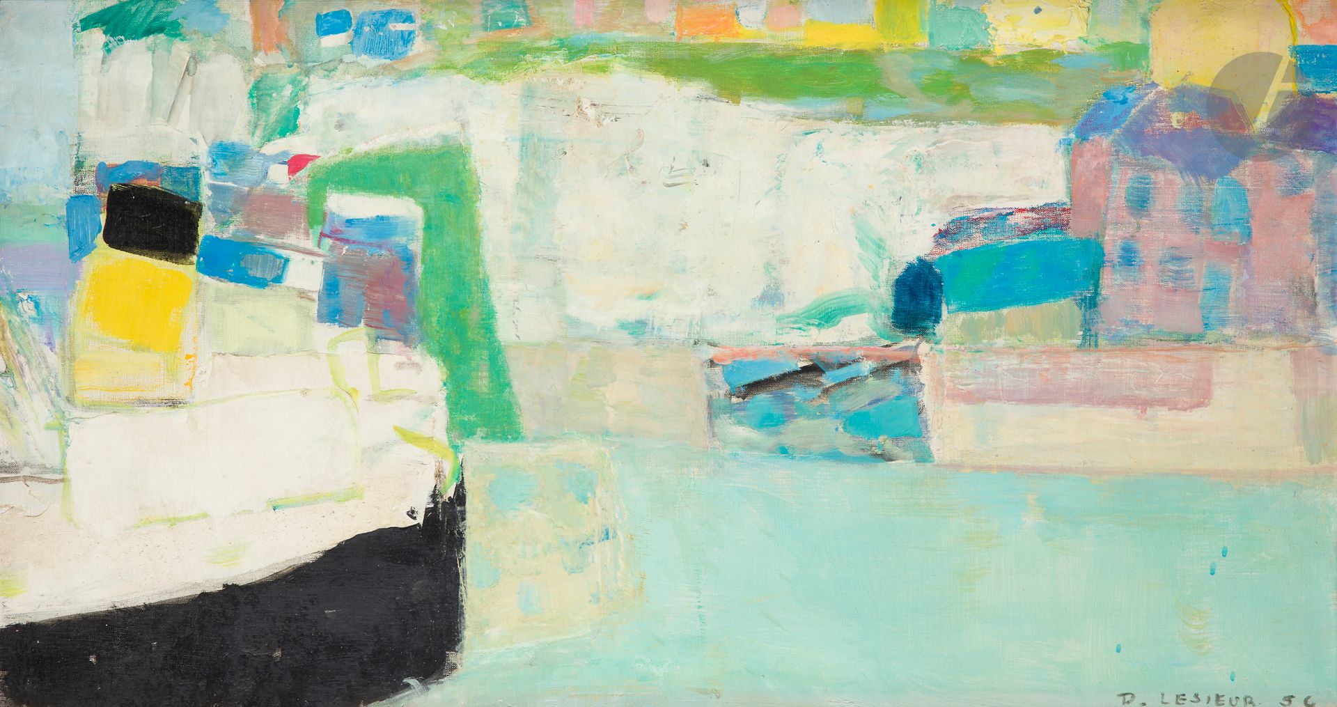 Pierre LESIEUR (1922-2011)
The port, 1954
Oil on canvas.
Signed and dated lower right.
43 x 80 cm

We thank Mrs Sarah Lesieur, daughter of the artist, for confirming the authenticity of this work.