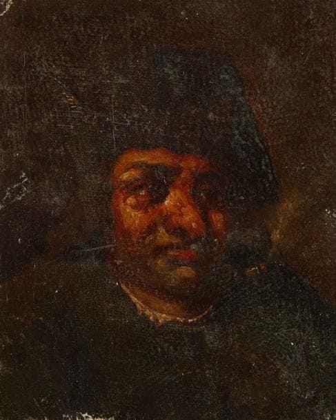 ECOLE FLAMANDE DU XVIIIe siècle
Portrait d'homme Huile sur toile marouflée sur carton. Non signée. H: 15 x L: 12.50 cm