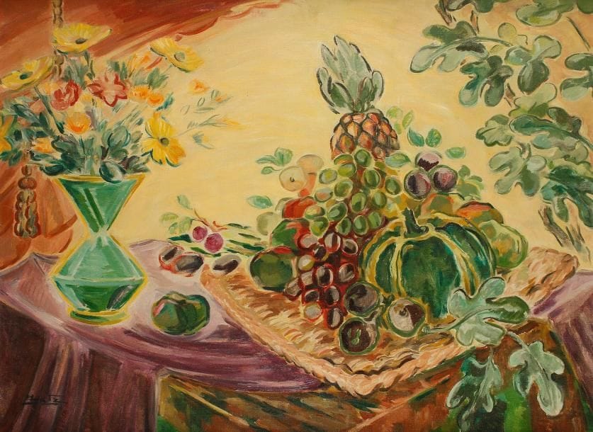 Eugen BATZ (1905-1984)
Nature morte aux fruits Huile sur toile. Signée en bas à gauche. H: 64.50 x L: 48 cm