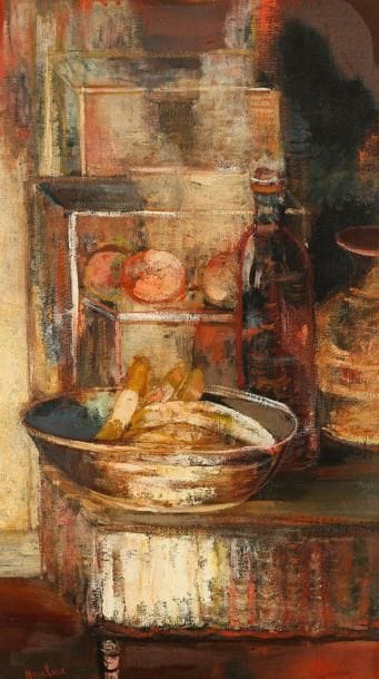 François HEAULME (1927-2005)
Nature morte aux fruits Huile sur toile. Signée en bas à gauche. H: 72 x L: 43 cm