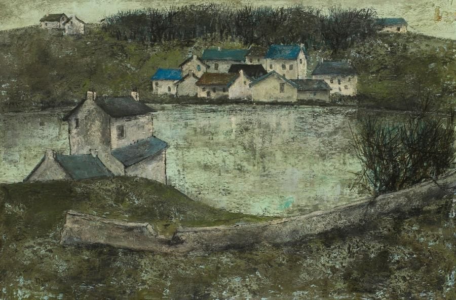 Pierre MOLOT
Poulgoazec, 1960 Huile sur toile. Signée et datée en bas à gauche. Signée, titrée et datée au verso. H: 53 x L: 80 cm