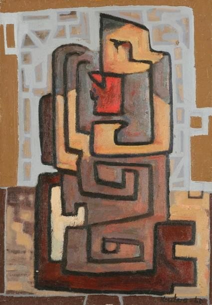 Juan MONTERO RAMOS (XXe siècle)
L'homme à la tasse, 1960 Huile sur toile. Signée et datée en bas à droite. H: 55 x L: 38 cm