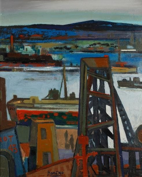 Homero PANAGIOTOPULOS (1919 - 2005)
Rot 43 - Le Port Huile sur toile. Signée en bas vers le milieu et resignée au dos. H: 73 x L: 60 cm