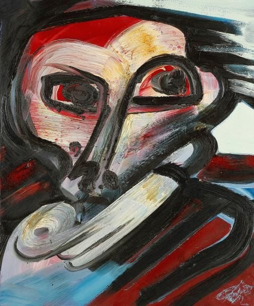 Henri REN (né en 1930)
Personnage, 1988 Huile sur toile. Signée et datée en bas à droite. H: 72.50 x L: 60 cm
