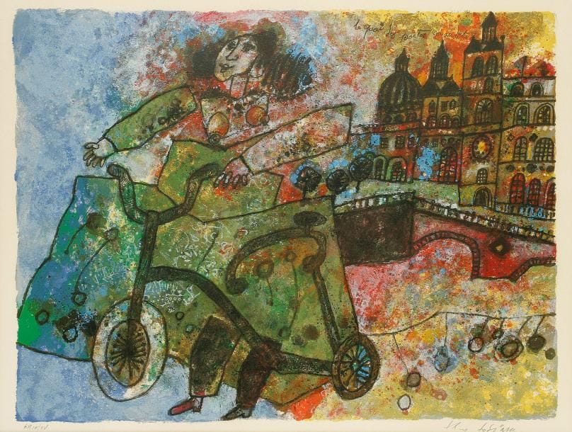 Théo TOBIASSE (né en 1927)
Le quai des poëtes maudits Lithographie. Signée en bas à droite et justifiée EA IX/XV en bas à gauche. H: 50 x L: 70 cm