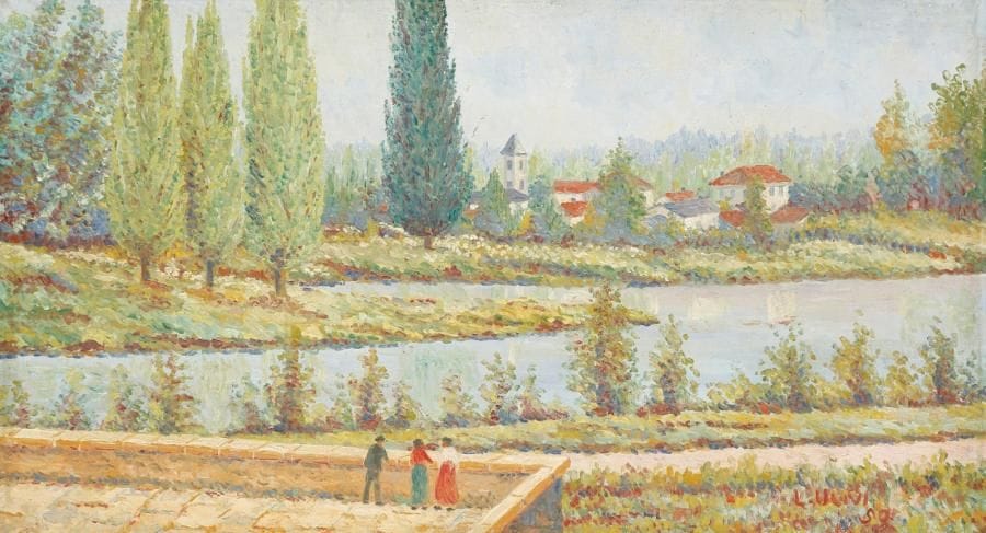 Léopold ULIVI (1884-1964)
Paysage de cours d'eau en Italie, 1959 Huile sur toile. Signée en bas à droite et datée 59. H: 40 x L: 70 cm