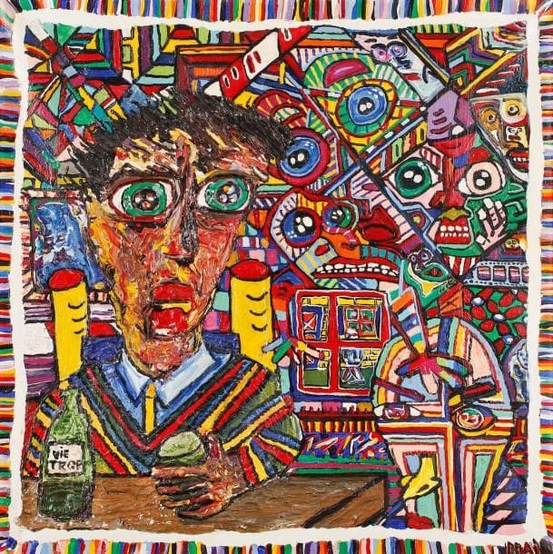 URBAIN (XXe siècle)
Vie trop, vers 1988 Acrylique sur toile. Signée en bas à droite. 62 x 62 cm