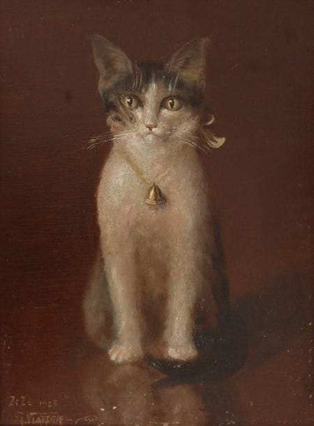 Georges Emile VIARDOT (1888-1965)
Zizi le chat, 1925 Huile sur carton. Signée, datée, titrée en bas à gauche. Quelques griffures. 35 x 26.50 cm