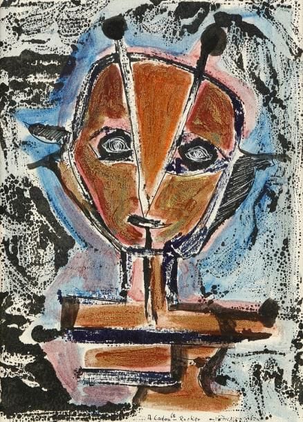 Maurice CADOU-ROCHER (né en 1940)
Enfant, 1964 Gouache sur fond monotypé. Signée et datée en bas à droite. H: 28 x L: 20 cm