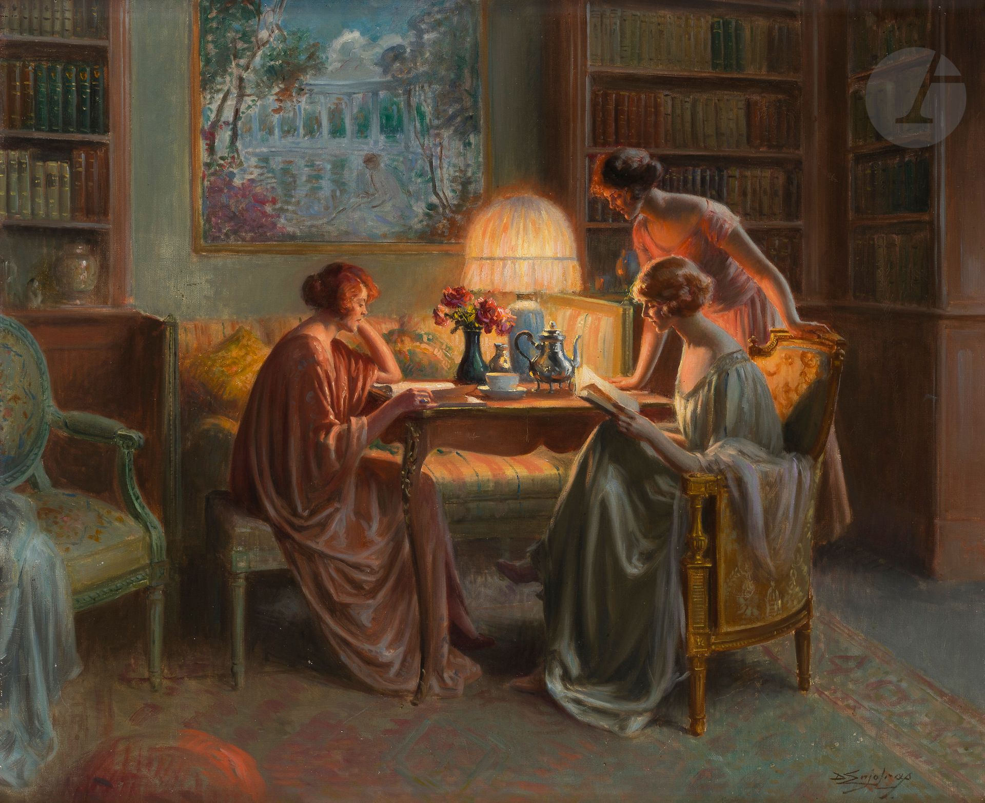 Delphin ENJOLRAS (1865-1945)
Jour de fête
Huile sur toile.
Signée en bas à droite.
60 x 73 cm
