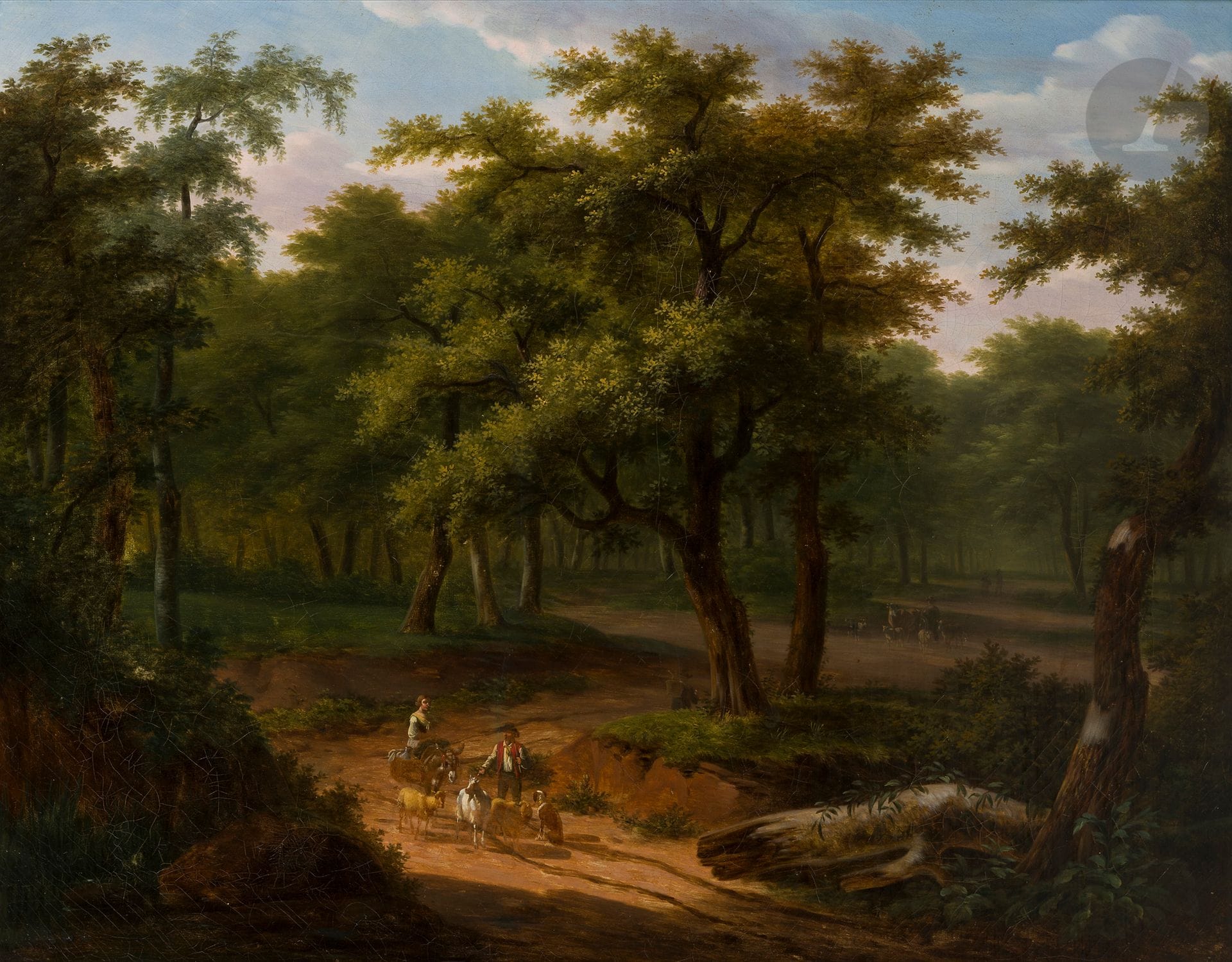 Attributed to Lazare BRUANDET (1755 - 1804)
Couple of shepherds and their flock
Canvas
65 x 82 cm
(Accidents and old restorations)