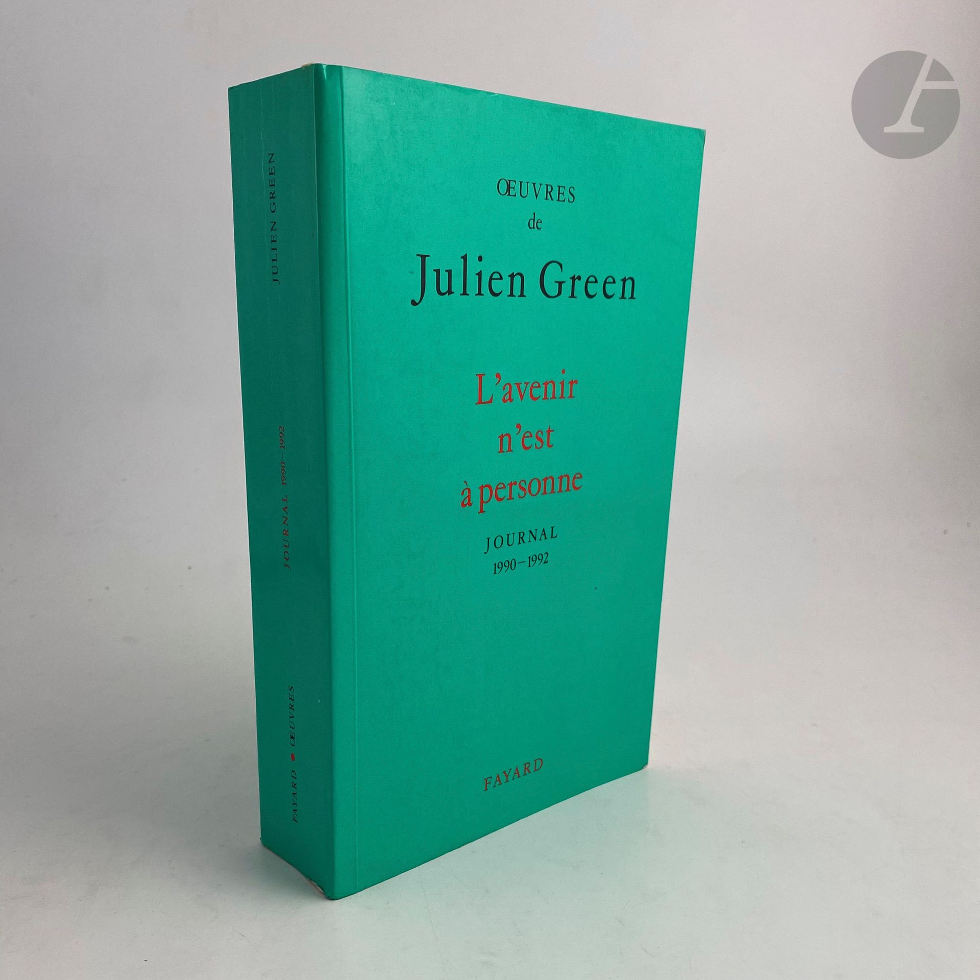GREEN (Julien).
L'Avenir n'est à personne. Journal 1990-1992.
Paris : Fayard, [1993]. — In-8, broché.

Édition originale.

UN DES 80 EXEMPLAIRES SUR PAPIER VERGÉ D'INGRES DE LANA, seul tirage sur grand papier, celui-ci étant l'un des 60 numérotés en chiffres arabes.

Exemplaire très bien conservé.