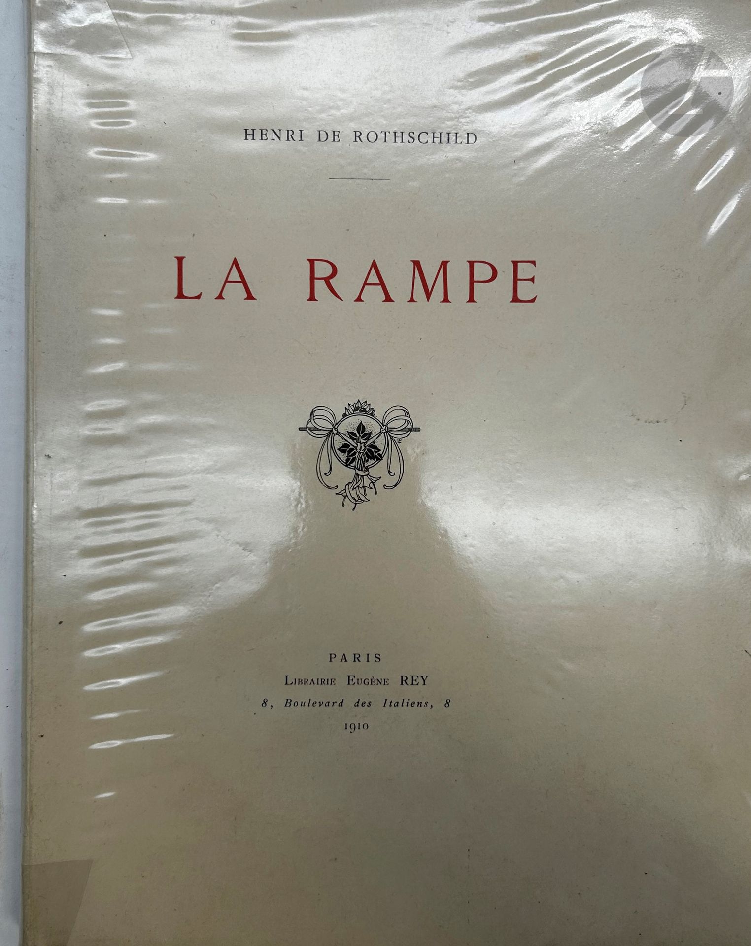 [HENRI DE ROTHSCHILD -THEATRE]
ROTHSCHILD (Henri de).
La Rampe. Play in four acts first performed on October 19, 1909 at the Théâtre du Gymnase.
Paris: Librairie Eugène Rey, 1910. - In-4, paperback, filled cover.
First edition illustrated with a frontispiece portrait of the author, a portrait of Marthe Brandès and Dumény outside the text and four photographs of the play in the text.
ONE OF THE 10 HEADER COPIES ON JAPAN, this one not numbered.
Several leaves partly disbound.

Attached:
- La Rampe. Play in four acts. Illustrations by Maurice Leloir engraved with burin and etching by Léon Boisson. Paris : L. Carteret, 1913. - In-4, dark blue half-basane with corners, spine ribbed and decorated, untrimmed, cover and spine preserved (modern binding).
One of 125 copies on Marais vellum paper. Autograph signed letter from the author and autograph signed signature on his frontispiece portrait. 
- Other copy, paperback, on the same paper.
- La Rampe. Play in four acts. First performed at the Gymnase on October 19, 1909. New version. With illustrations engraved by Carle-Dupont after unpublished originals by Largillière, Marillier, Choffard and Sèce, kept in the library of Baron James de Rothschild. Paris : Francisque Lefrançois, 1927. - In-8, paperback, filled cover.
New edition published under the pseudonym of André Pascal. One of 200 copies on Arches vellum paper.