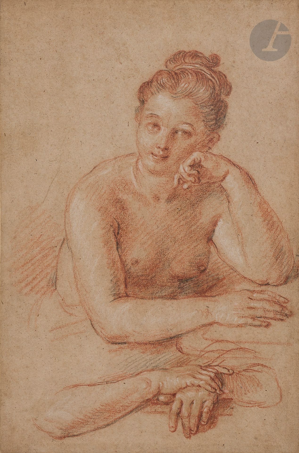 Charles de LA FOSSE (Paris, 1636 - 1716)
Nude young woman in bust and study of hands
Three pencils.
28 x 18,4 cm

Unpublished drawing.

Bibliography: 
Clementine Gustin Gomez, Charles de La Fosse, unpublished works, new releases and publications, www.delafossegustin.wordpress.com, No. Cat.2014D.30.

We thank Mrs. Gustin-Gomez for having kindly confirmed the authenticity of this drawing after a visual examination. 

