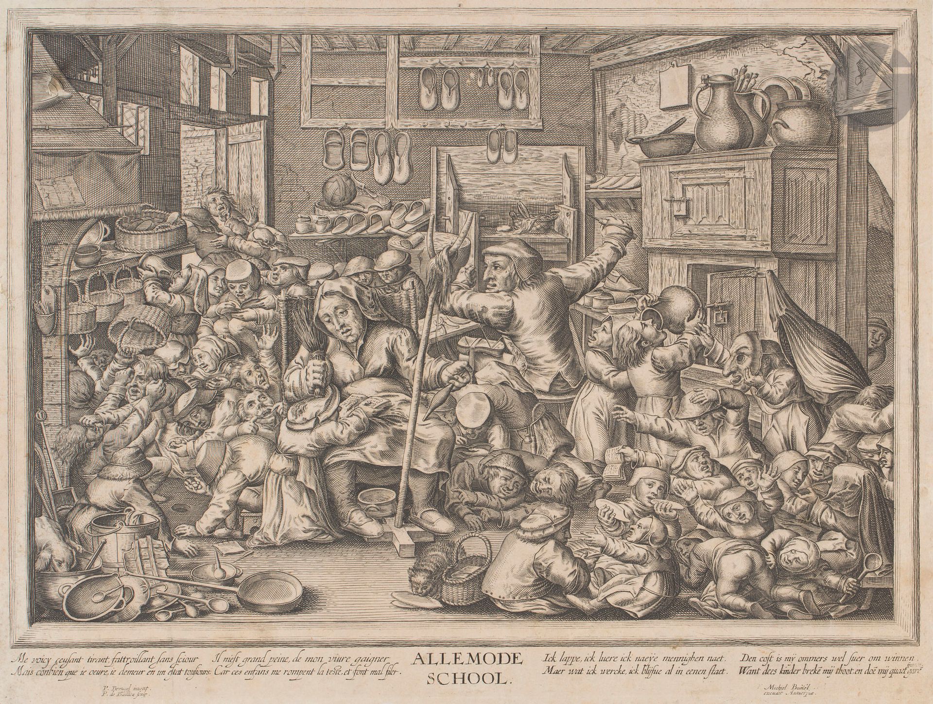 Pieter Bruegel the Elder (1525-1569) (after)

Allemode School. 1559. Engraved by P. van Baillieu. The sheet: 470 x 352 mm. Hollstein, Bastelaer 91; New Hollstein A65. Good proof of a later print on vellum, trimmed inside the plate cut. Accidents, holes, tears and epidermis visible mainly by transparency. 
