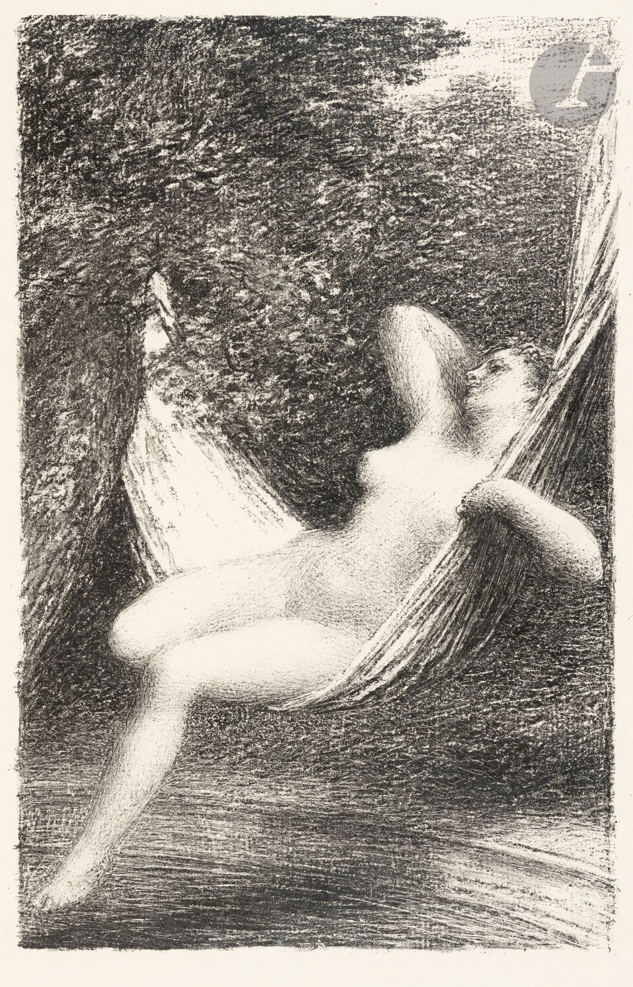 Henri Fantin-Latour (1836-1904)
Sara la baigneuse. Lithographie. 150 x 233 mm. Hédiard-Mason 84. Très belle épreuve sur japon. Petits restes d’onglets au bord droit au verso. Toutes marges.