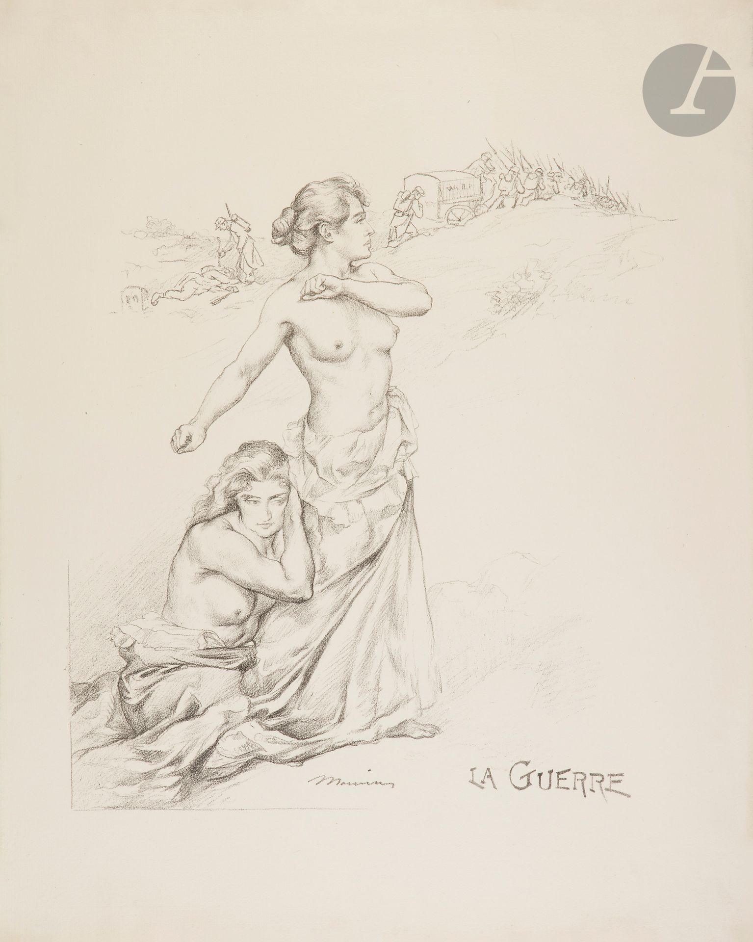 Charles Maurin (1856-1914)
La Guerre. (Pl. 14 de l’album des Temps Nouveaux). 1899. Lithographie. La feuille : 450 x 565 mm. Dardel 73. Très belle épreuve sur vergé ivoire. Toutes marges.