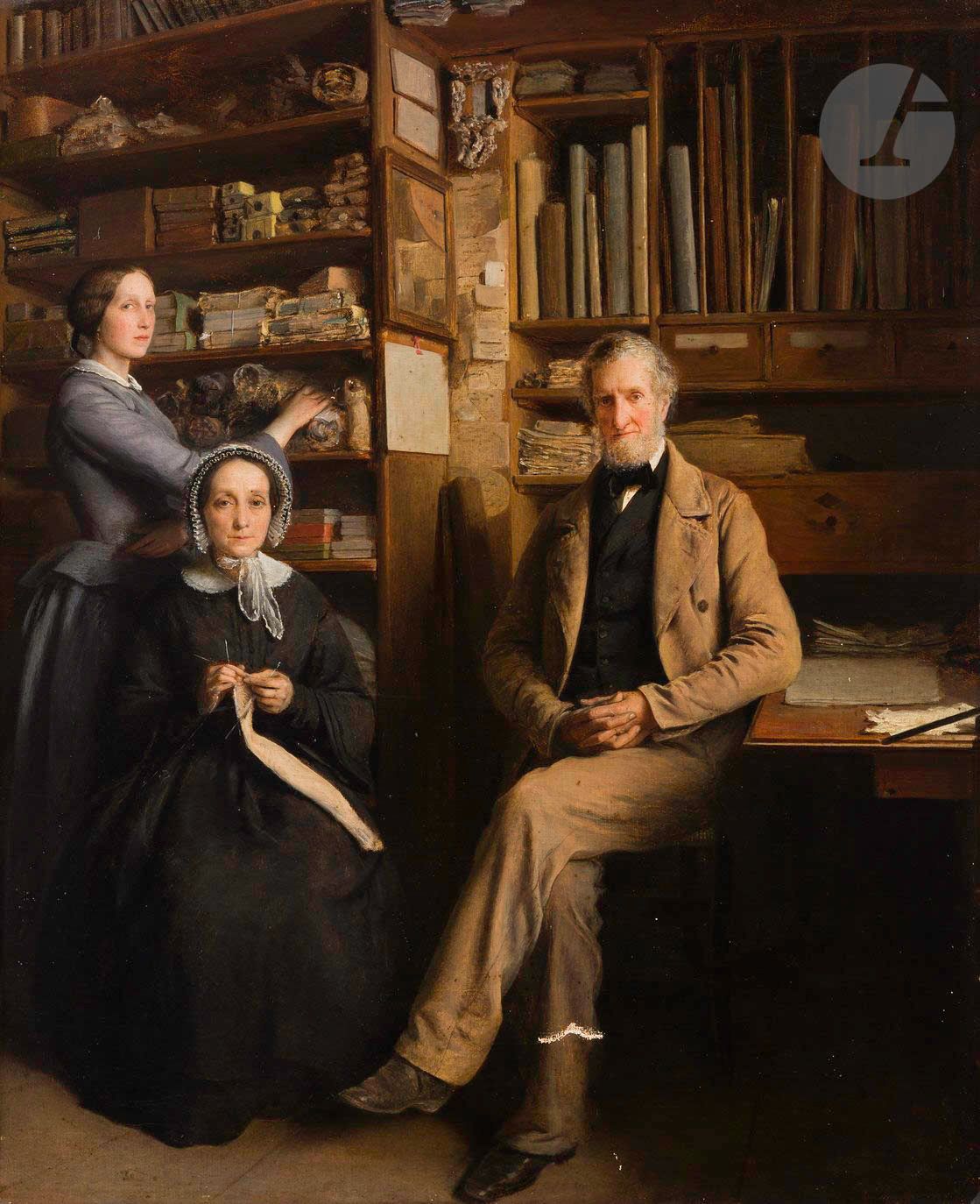 Jean BONIER (Clermont, 1817 - Annecy, 1875)
Portrait de la famille de l’artiste
Toile d’origine de Blanchet à Paris
45,8 x 38,1 cm

Provenance :
Vente Me Sadde, Grenoble, 12 mars 2018, n° 215.


Il existe deux autres portraits de famille peints par Bonier : le premier est conservé au musée d’Annecy (inventaire 1986.01) et le second est passé en vente à Paris (Hôtel Drouot, Thierry de Maigret, 8 décembre 2017, n° 105, comme Jean Benner-Fries).

