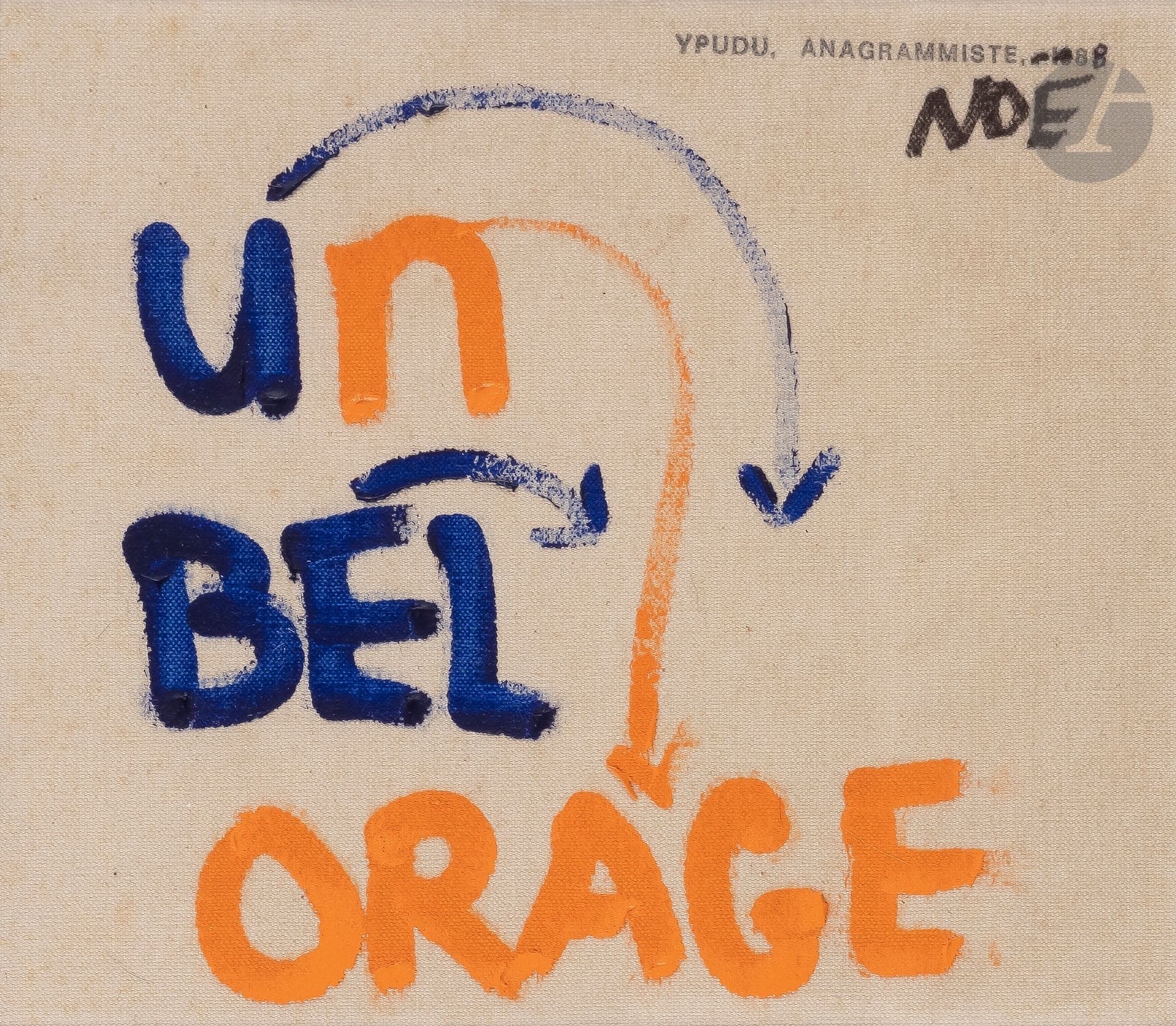 Jean DUPUY (1925-2021)
Un bel orage, 1988
Acrylique sur toile.
Signée en anagramme tapuscrit «YPUDU» et datée.
18,5 x 21,5 cm