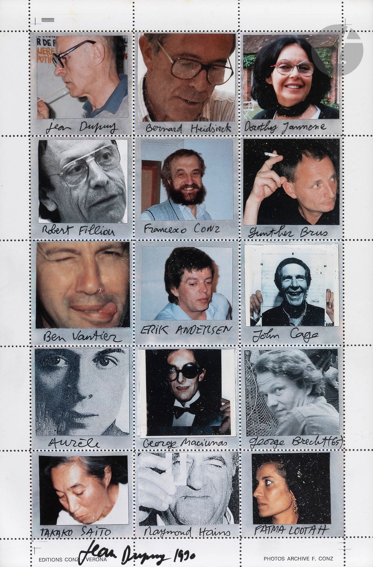 Jean DUPUY (1925-2021)
Portrait stamps, 1990
4 printed and perforated stamp papers.
Signed and dated at the foot.
27 x 18 cm each