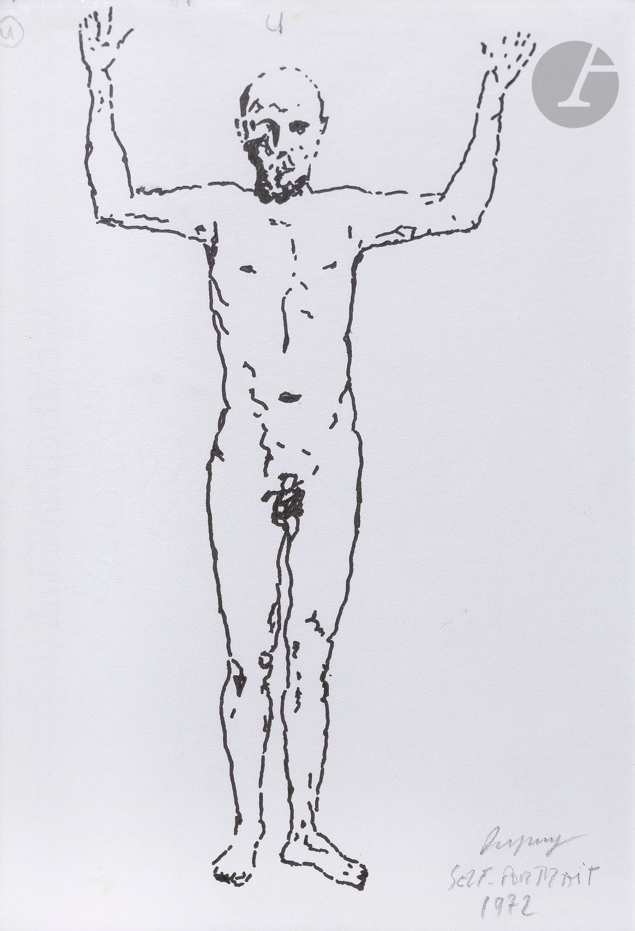 Jean DUPUY (1925-2021)
Self-portrait, 1972
Ink.
Signed, dated and titled lower right.
20 x 13,5 cm