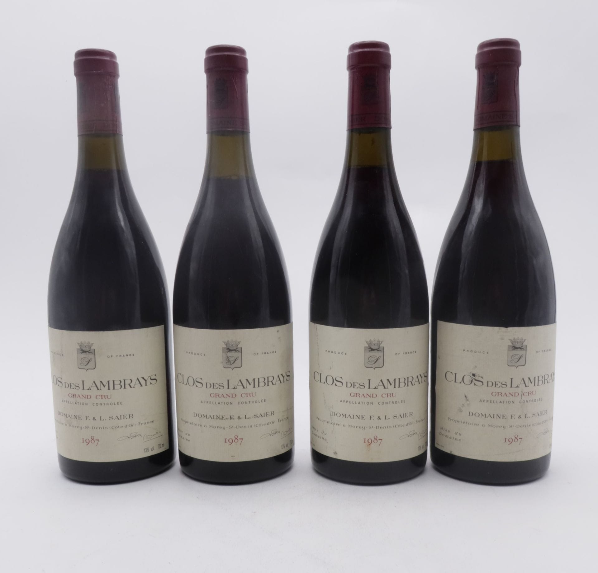 4 B CLOS DES LAMBRAYS (Grand Cru) (1 à 2,5 et 1 à 3 cm; e.t.h. légères dont 1 e.a.), Domaine des Lambrays, 1987