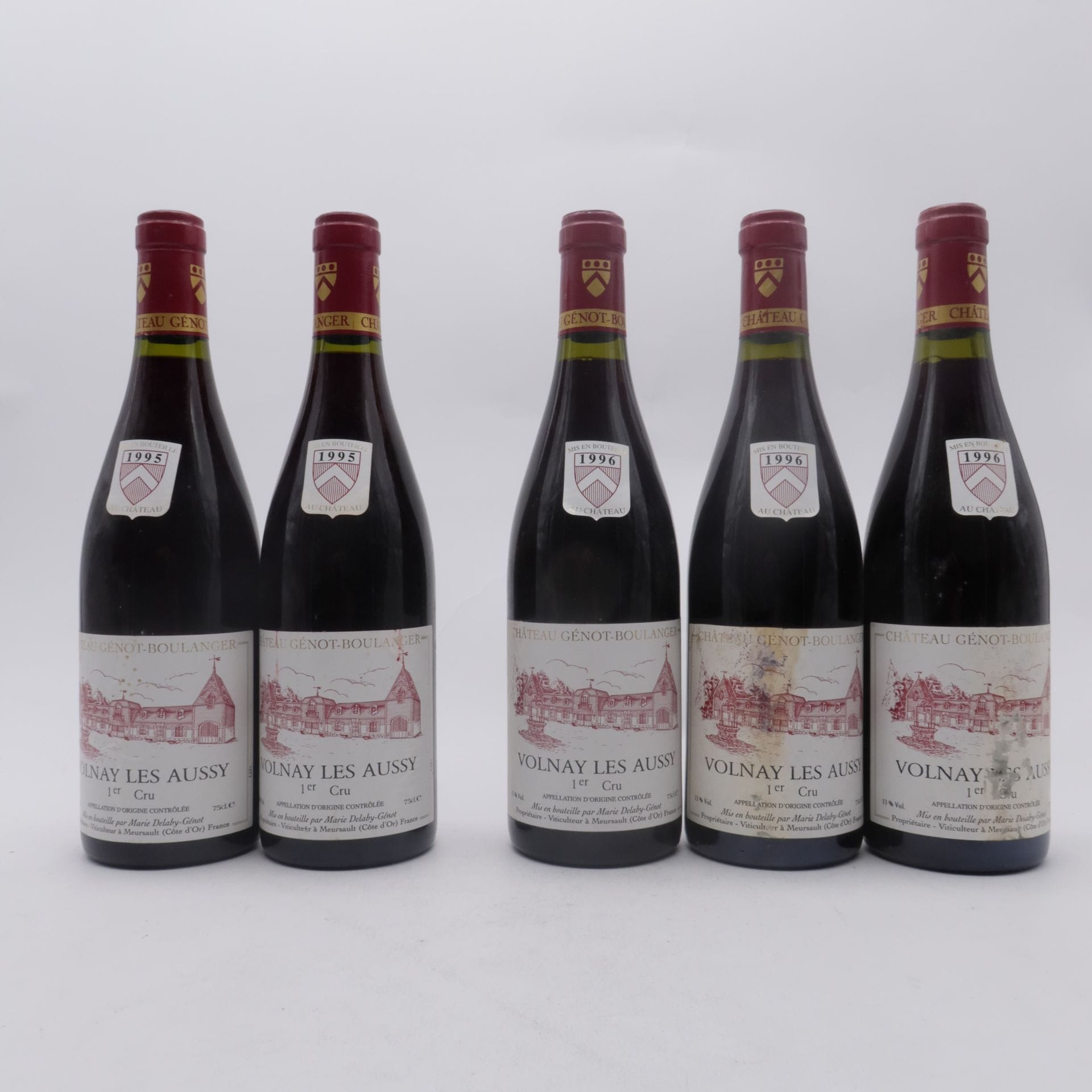 3 B VOLNAY LES AUSSY (1er Cru) (2 e.t.a.), Domaine Delaby-Génot, 1996
2 B VOLNAY LES AUSSY (1er Cru) (e.t. légères), Domaine Delaby-Génot, 1995