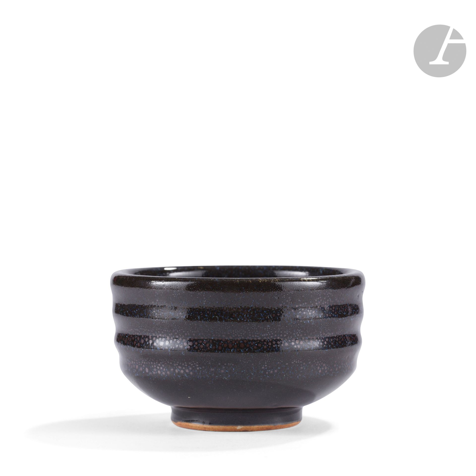 JEAN GIREL (BORN 1947)
Black oil drop, 1987
Wavy cup on heel. Proof in polychrome enamelled ceramic. Signed Jean GIREL and dated (19)87 under the base. H. 7 cm - D. 11,5 cm