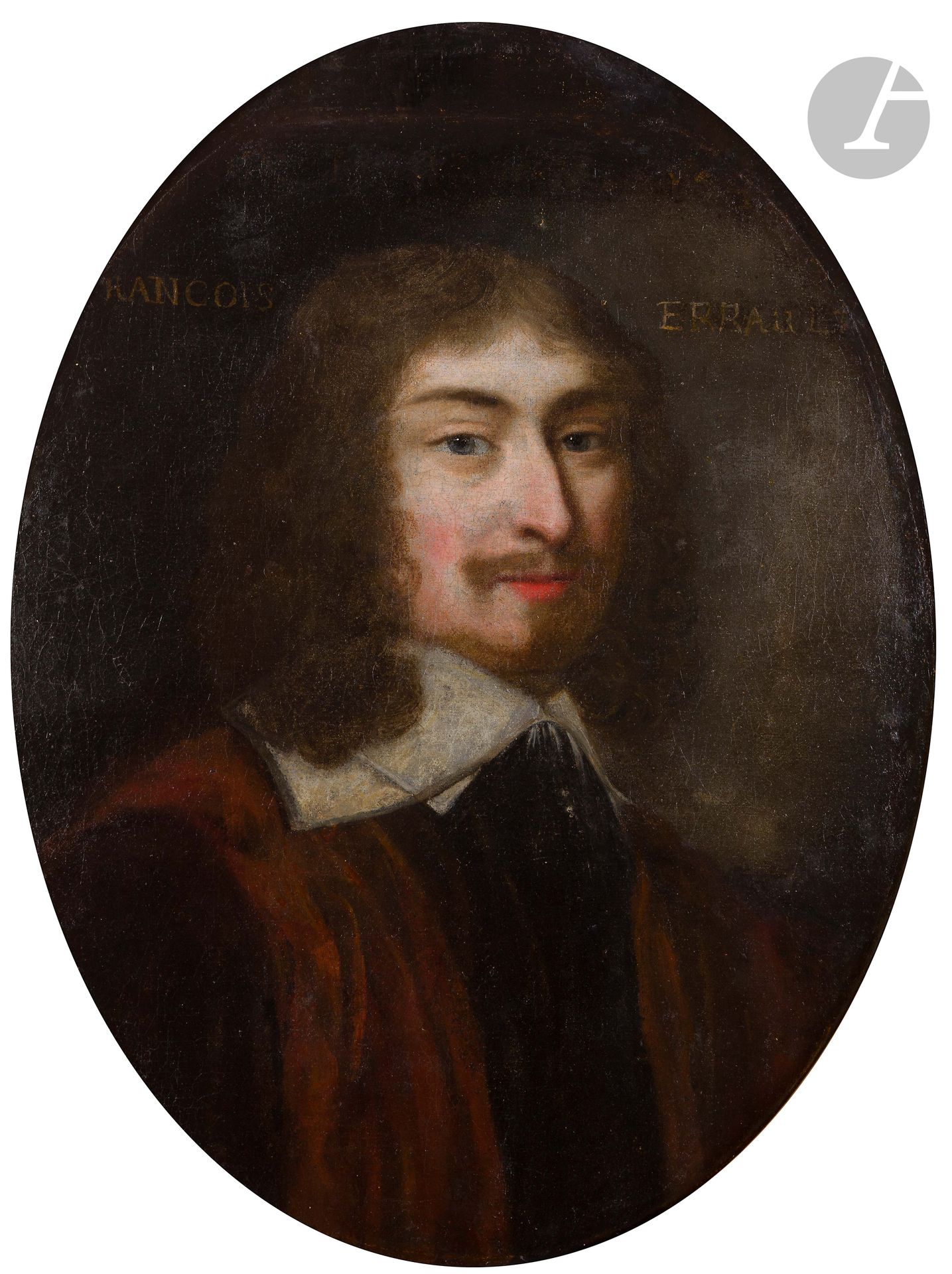 École FRANCAISE du XVIIe siècle
Portrait de François Errault
Toile ovale
64 x 48 cm
(restauration)