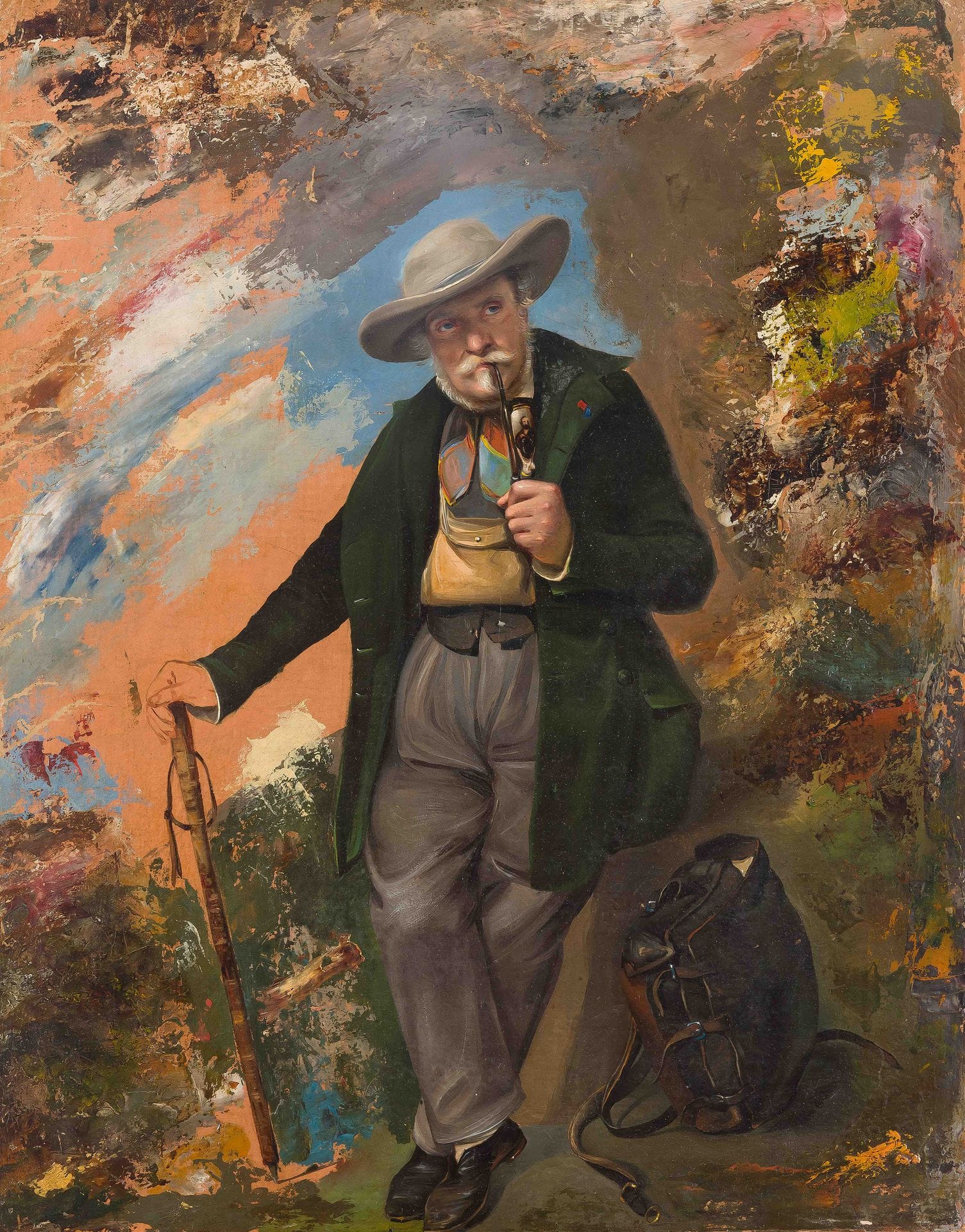 École ALLEMANDE du XIXe siècle
Portrait d’homme fumant sa pipe
Toile
Porte une inscription au revers du châssis « G Courbet »
63 x 49,5 cm