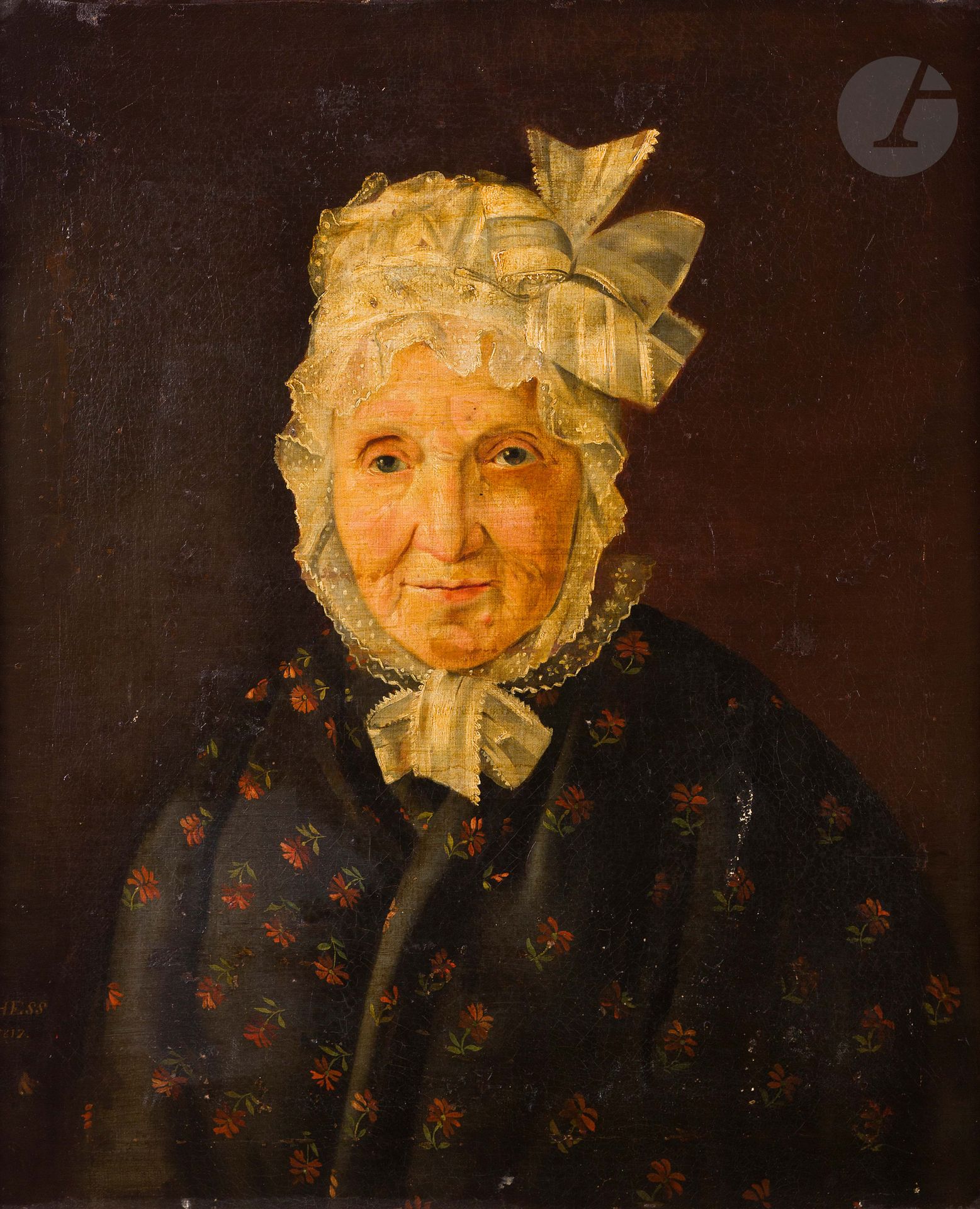 SAHESS*** 
Portrait en buste d’une veille femme
Toile
64 x 53 cm