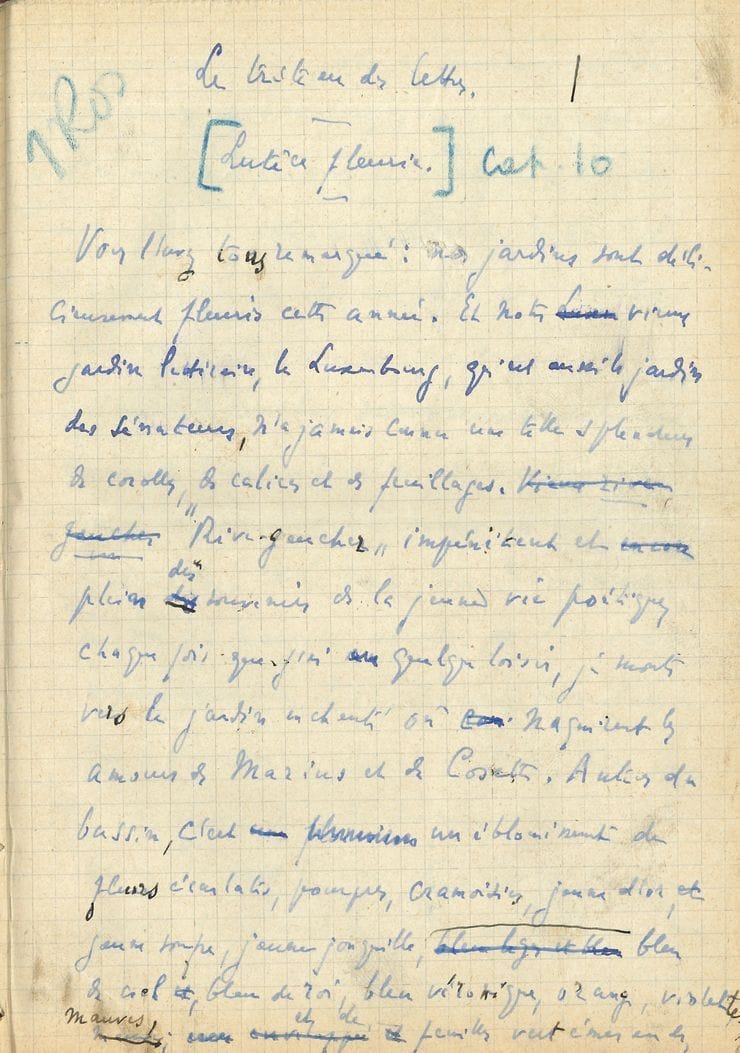 Joseph-Henri ROSNY aîné. 3 autograph manuscripts signed, [1921]; pages in-8, bound in 3 volumes of marbled paper boards, title-piece on spine.
Set of three literary chronicles, signed as a member of the Académie Goncourt. The manuscripts present numerous erasures and corrections; they were used for the printing in the review Comœdia (we indicate in brackets the dates of publication).
Le tréteau des lettres. Lutèce fleurie (14 p.), on the detective novel [5 October 1920]; at the end, a note about D'Annunzio. Bound at the top is a L.A.S., January 28, 1921, requesting an advertisement for his new novel Les Pures et les Impures.
The evolution of the novel and the theater, about Jacques Boulenger's book, Mais l'art est difficile! (Plon, 1921) (8 p.). [April 24, 1921].
The melodrama (7 p.). [25 September 1921].