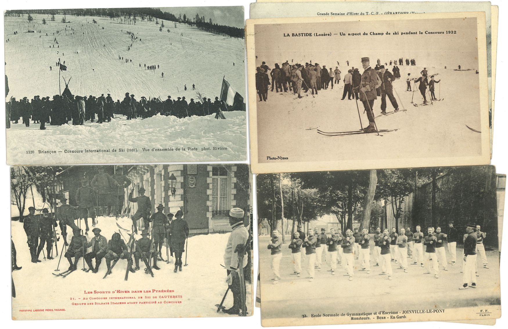 SPORT. 80 postcards, France, 1905-1930
Cards representing sports teams and events and amateur sportsmen: mainly winter sports, but also soccer, gymnastics, fencing, tennis, etc.