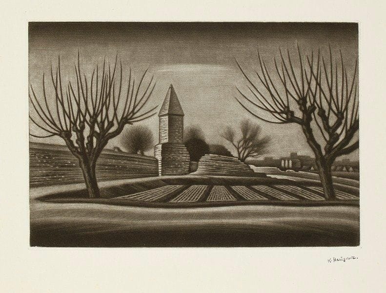 Kiyoshi Hasegawa (1891-1980)
Phare romain (la Lanterne d?Auguste, à Fréjus). 1952. Manière noire. 305 x 210. R. 291. Parfaite épreuve sur vélin, revêtue du timbre de l?atelier. Toutes marges.