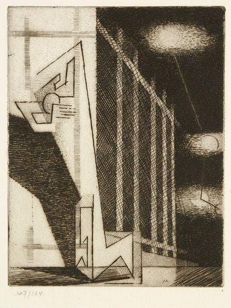 Louis Marcoussis (Ludwig Casimir Ladislas Markus, dit) (1878-1941)
Plusieurs lunes. Pl. 8 de la suite Dix Eaux-fortes pour Aurélia de Gérard de Nerval, Paris, Éditions Fourcade, 1930. Eau-forte et burin. 144 x 190. Lafranchis 57; Milet 62. Très belle épreuve sur vélin, numérotée à la mine de plomb, sous passe-partout de l?édition. Toutes marges. Tirage à 154 épreuves. Cadre.