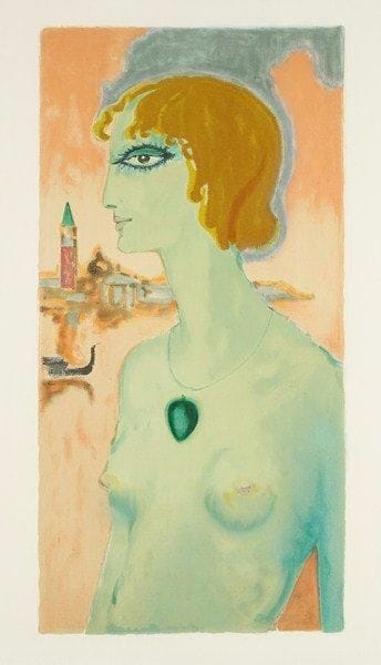 Kees VAN DONGEN (1877-1968)
La Marquise Luisa Casati. Vers 1950. Lithographie d?après le tableau de 1921. 297 x 595. J. (2e éd.) L44. Impression en couleurs. Très belle épreuve sur vélin blanc, non signée. Petites traces de colle oxydées en tête au verso. Toutes marges.