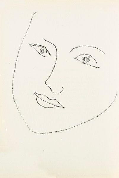 Henri MATISSE (1869-1954)
Tzara (Tristan). Le Signe de vie. Paris, Bordas, 1946. Un vol. broché in-8 avec en frontispice une lithographie de Matisse (Duthuit-Garnaud, livres illustrés, 13) et six reproductions de dessins. Exemplaire sur vélin, très frais, non coupé, numéroté. Infimes rousseurs à la couverture.