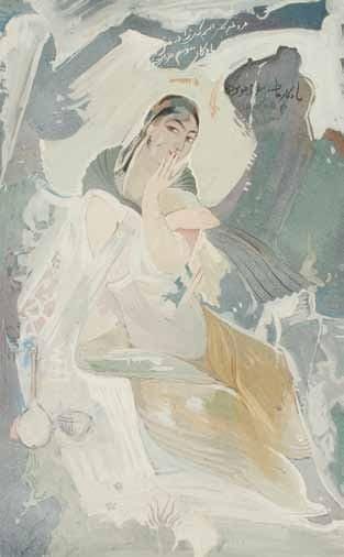 KATCHADOURIAN SARKIS (Malatya 1896 - Paris 1947)
Jeune femme alanguie près d'une bouteille et d'une coupelle, dans un ciel inscrit en persan. Gouache sur carton. Dim. cadre: 83,5 x 55,5 cm Provenance: ancienne collection Joseph Soustiel Sa formation à l'Académie des Beaux-Arts de Rome et à l'École des Arts décoratifs de Paris offre à Sarkis Katchadourian une large palette d'expression artistique. De renommée internationale, il est notamment célèbre pour ses reconstitutions de fresques persanes et indiennes, dont une série est notamment acquise par le Musée Guimet, avant d'être déposée en 1971 à la Galerie Nationale d'Arménie. Son travail fait l'objet de nombreuses expositions, tant au Proche-Orient qu'en Europe mais également aux États-Unis. Installé à Paris avec sa femme Vava, également artiste peintre, il décède brusquement en 1947, des suites d'une opération ratée. Bibliographie: S. Katchadourian et L. Morgenstein, «Reconstitution des fresques persanes» et «La peinture murale d'Ispahan», L'Art vivant, février 1932; Catalogue de l'exposition, Persian Fresco Paintings, reconstructed by Mr. Sarkis Katchadourian, New York, 1932; A.K. Coomasraswamy, Indian Mural and Sarkis Katchadourian, New York, 1942 et plus récemment D. Olan, Indian Murals and Sarkis Katchadourian, Whitefish (Massachusetts), 2010
