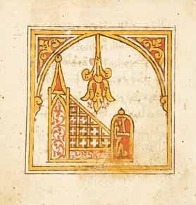 PETIT DALA'IL AL-KHAYRAT, MAROC, DATÉ 1169 H./1755 Manuscrit sur papier de 121 folios de neuf lignes de texte maghribi par page à l'encre brune et rehauts rouges, bleus et jaunes. Titres inscrits dans des cartouches oblongs prolongés dans la marge par une large palmette composite. Manuscrit orné de deux peintures présentant la tombe du Prophète et de son minbar à Médine. Le petit colophon porte la date de la fin du mois de Jumada II 1169 H./1755. Reliure à rabat en cuir brun estampé d'une large mandorle garnie de rinceaux de palmes. (Petites mouillures et quelques taches) Dim.: 11,3 x 11,7 cm