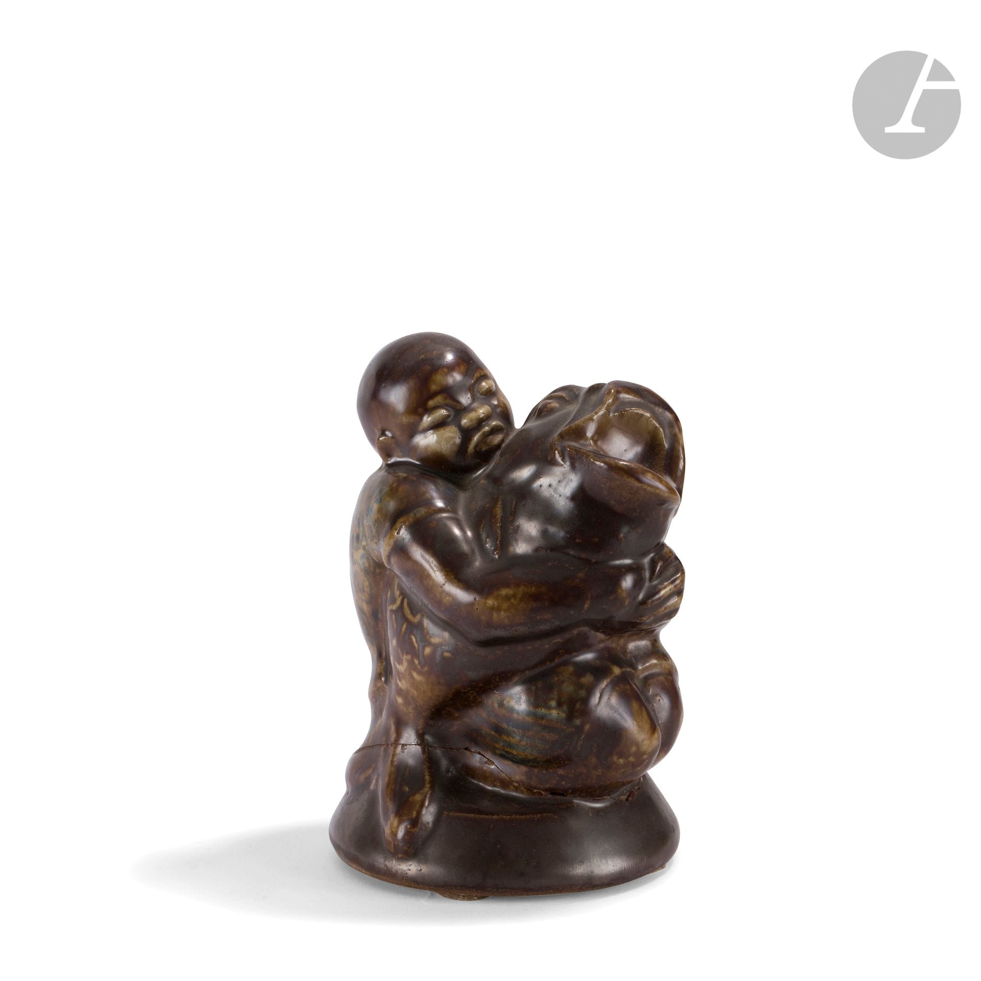 MAURICE GENSOLI (1892-1972)
Young Asian with a carp
Sculpture. Proof in fine stoneware enamelled polychrome. Signed with the seal M. G. with fish under the base. H. 15 cm