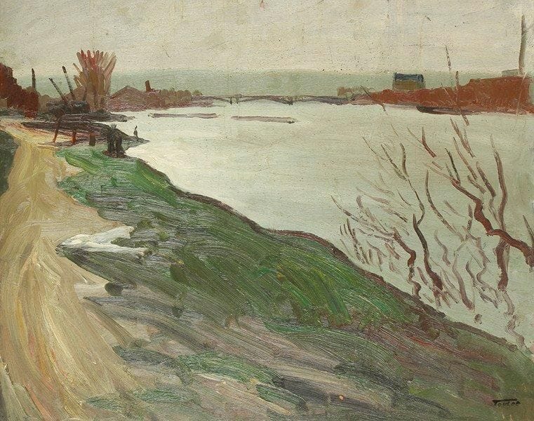 Louis-Edouard TOULET (1892-1967)
Bord de rivière Huile sur isorel Porte le cachet de la signature en bas à droite. 51 x 65 cm