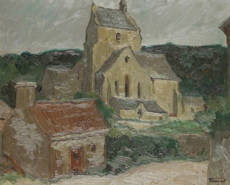 Louis-Edouard TOULET (1892-1967)
La vieille église Huile sur panneau Porte le cachet de la signature en bas à droite.  38 x 46 cm