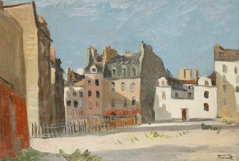 Louis-Edouard TOULET (1892-1967)
La place du village Huile sur toile Porte le cachet de la signature en bas à droite.  38 x 55 cm
